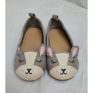 Old Navy Flats Slip On Bunny Animal Face Ears Toddler Girls Gray USA Size 5